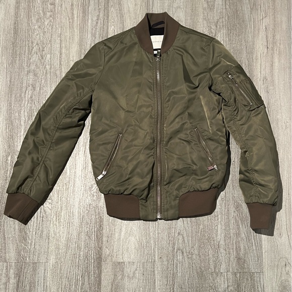 The Group Babaton army green zip up bomber jacket - Picture 1 of 16